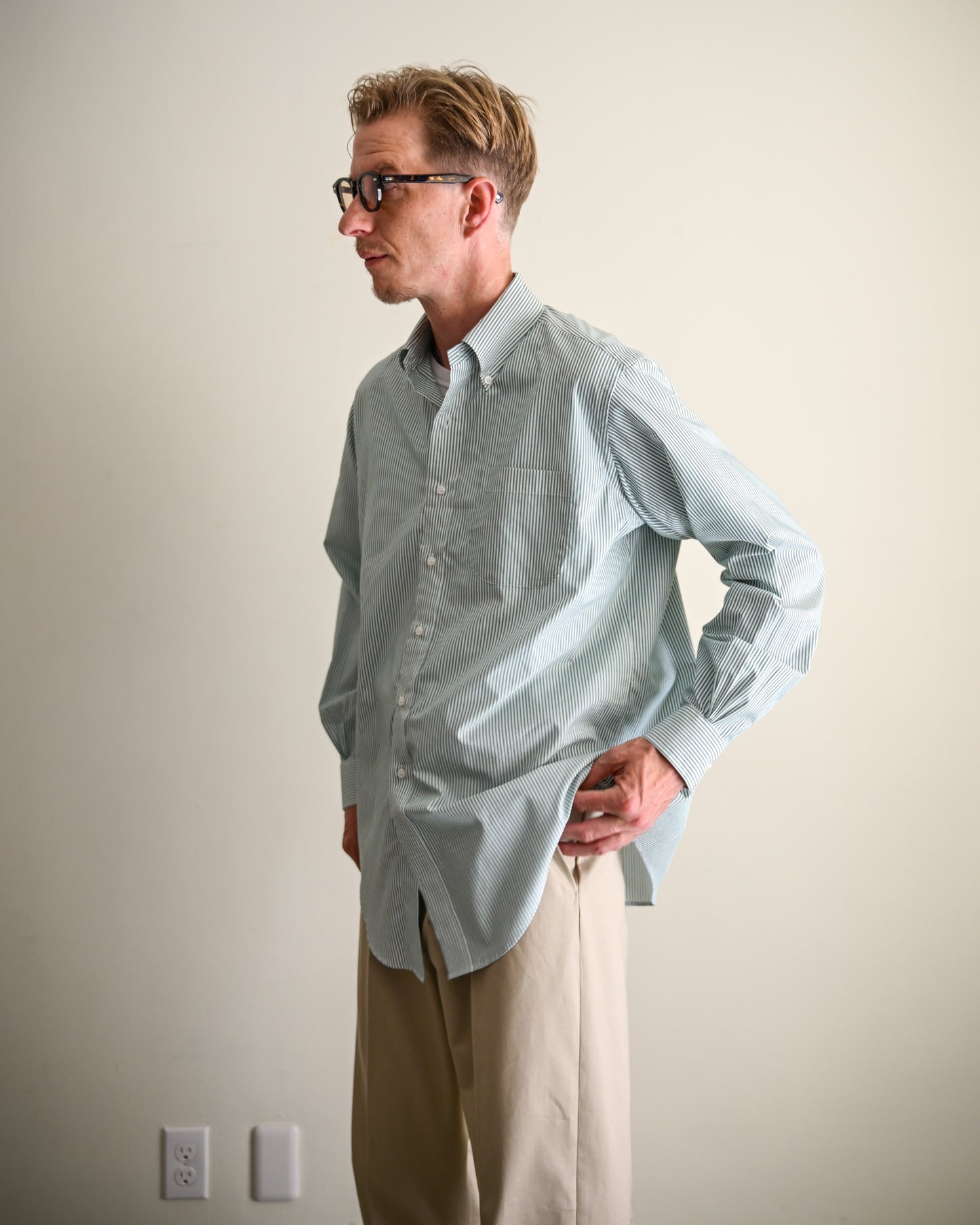 【T.O.D. Outdoorwear Co.】TOD BD SHIRT CANDY STRIPE GREEN