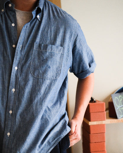 TOD BD Shirt Mid-Length SS Chambray Indigo