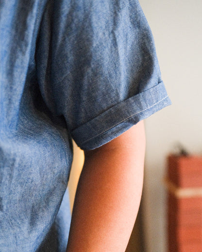 TOD BD Shirt Mid-Length SS Chambray Indigo
