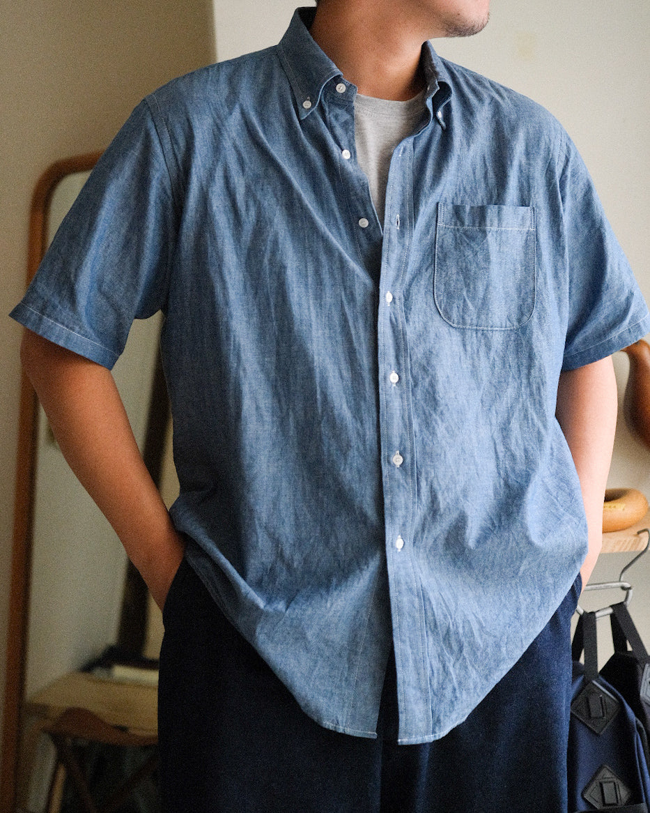 TOD BD Shirt Mid-Length SS Chambray Indigo